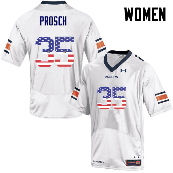 Women's Auburn Tigers #35 Jay Prosch USA Flag Fashion White College Stitched Football Jersey